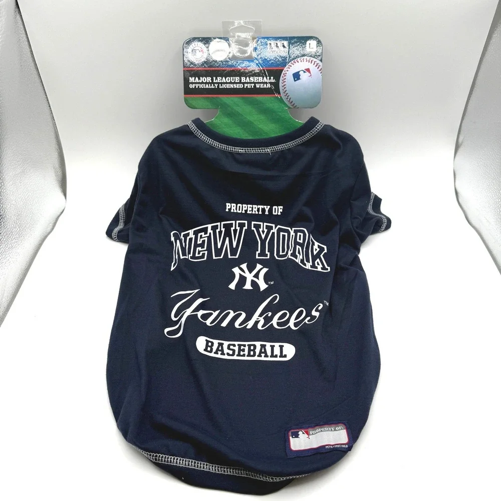 New York Yankees Pet Dog TShirt Size Large Navy Blue MLB Licensed Fan Gear NEW